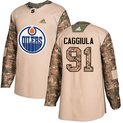 Herren Edmonton Oilers Eishockey Trikot Drake Caggiula #91 Authentic Camo Veterans Day Practice